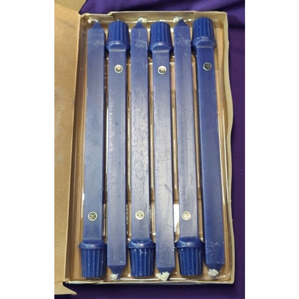 Partylite Vintage 6 pack Square Navy Unscented 10 “ Dinner Candles Nib